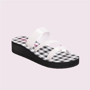 NWT Betsey Johnson Gingham Wedge Sandals